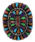 Southwestern Multicolor Needlepoint Silver Ring Size 8-3/4 EX50803